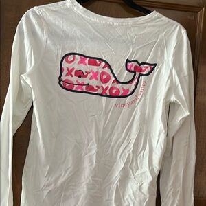 Vineyard Vines Valentines White and Pink Long Sleeve Tee